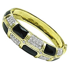 3.50ct Diamond Onyx Gold Bangle