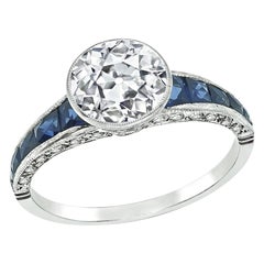 Anillo de Compromiso Zafiro Diamante 1,34 ct Estilo Art Déco