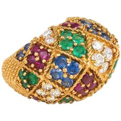 1950s Multigemstone Gold Bombé Ring 3
