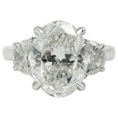 GIA Certified 4.01 Carat Oval Cut Diamond Platinum Ring by J Birnbach