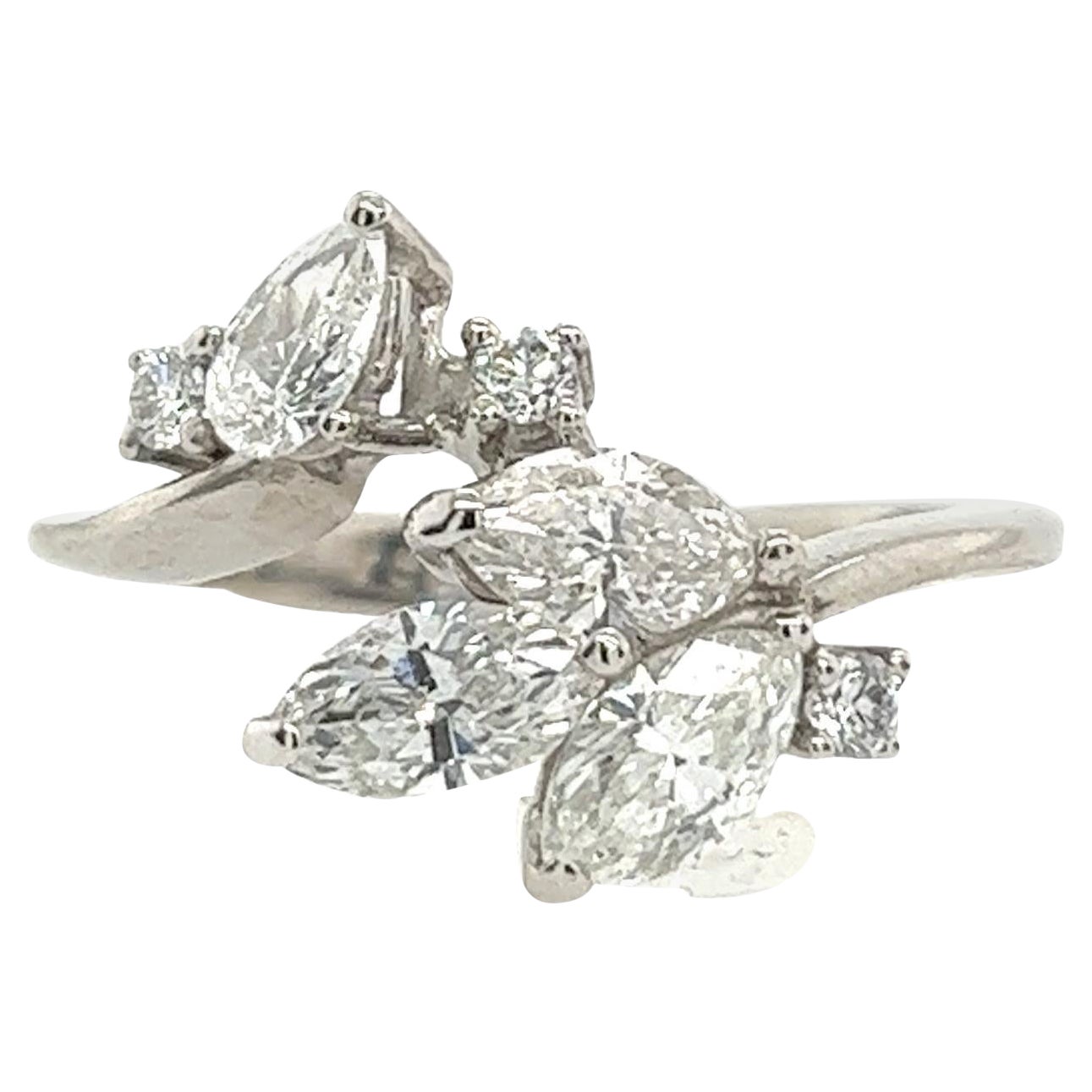 18ct White Gold Diamond Dress Ring Set With 1.30ct Mix Shapes Natural Diamonds