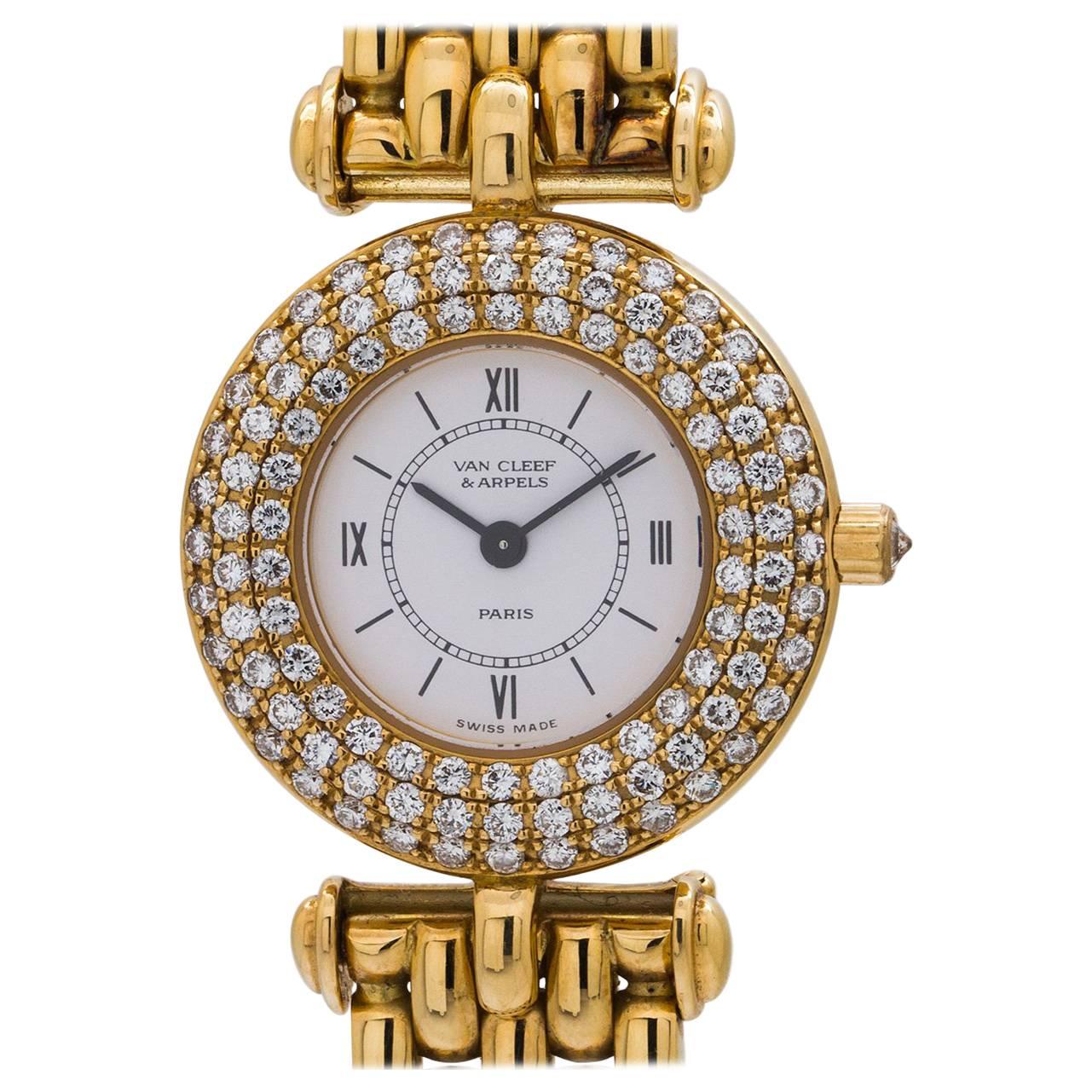 Van Cleef & Arpels Ladies Yellow Gold Diamond Set Sport Model Quartz Wristwatch