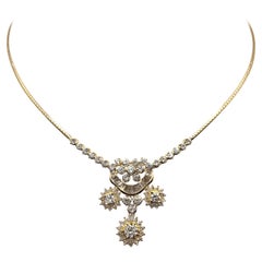 Vintage 3.19 Carat Diamond Necklace in 18-20k Yellow Gold