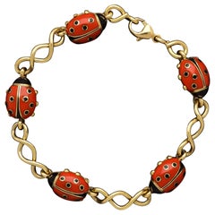 Bracciale Coccinella in oro 18ct e smalto, Londra 2002