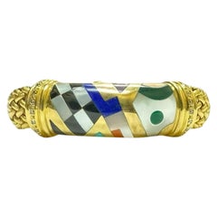 Asch Grossbardt Multi Gemstone Inlay Vintage 18K Yellow Gold Bracelet