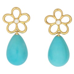 Tiffany & Co. Gold Diamond and Turquoise Earrings