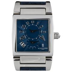 De Grisogono Platinum Blue Dial Instrumento Dual Time Limited Edition Wristwatch 4