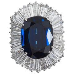13.12 Carat Cushion Blue Sapphire Diamond Ballerina Ring Pendant 1