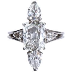 3.02 Carat GIA Cert Center Antique Cushion Diamond Engagement Ring 1