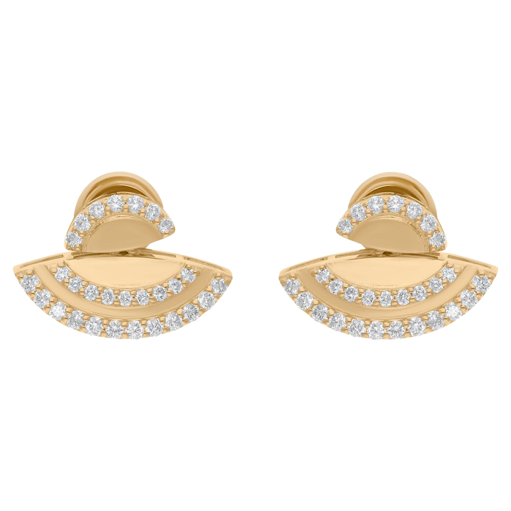 0.67 Carat SI/H Round Brilliant Cut Diamond Pave Earrings 14 Karat Yellow Gold
