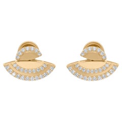 0,67 Carati SI/H Taglio Brillante Rotondo Orecchini con Diamante Pave Oro Giallo 14 Karati
