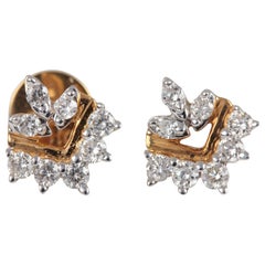 Pendientes de oro amarillo de 14 quilates con diamantes en pavé natural Regalo minimalista para mujer.