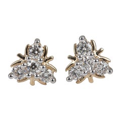 14k Gelbgold Ohrstecker Natürlicher Pave Diamant Ohrring Atemberaubende Brautstecker Ohrstecker
