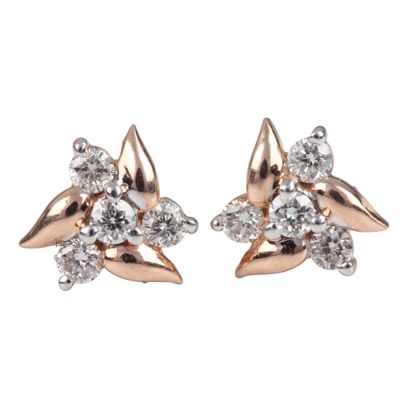 14k Yellow Gold Studs Natural Pave Diamond Earring Anniversary Gift For Women.