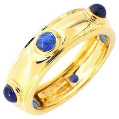 TIFFANY & Co. 18K Gold Cabochon Sapphire Band Ring 5.5