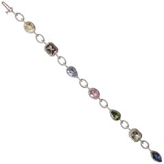 Gorgeous Multicolor Sapphire Diamond White Gold Flexible Bracelet