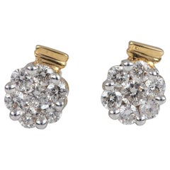 14k Yellow Gold Studs Natural Pave Diamond Earring Unique Minimalist Earring.