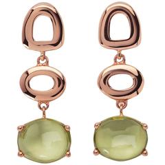 St Tropez Cabochon Peridot Gold Drop Earrings 3