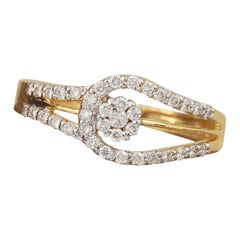 14k Solid Yellow Gold Natural Pave Diamond Ring Minimalist Anniversary Gift.