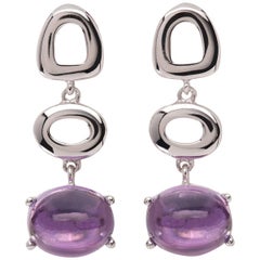 MAVIADA's St Tropez Purple Amethyst 18 Karat White Gold Drop Long Earrings