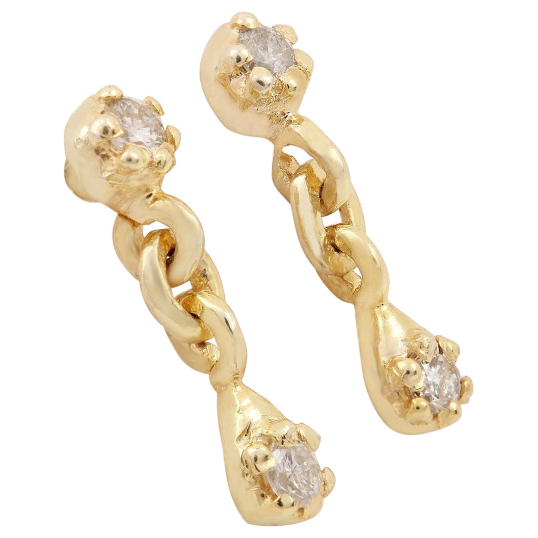 14k Yellow Gold Natural Pave Diamond Earring Minimalist Fine Jewelry For Women. For Sale