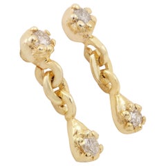 14k Yellow Gold Natural Pave Diamond Earring Minimalist Fine Jewelry For Women.