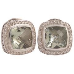 David Yurman Prasiolite Diamond Sterling Silver Albion Earrings