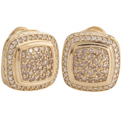 David Yurman Cognac Pave Diamond Yellow Gold Earrings