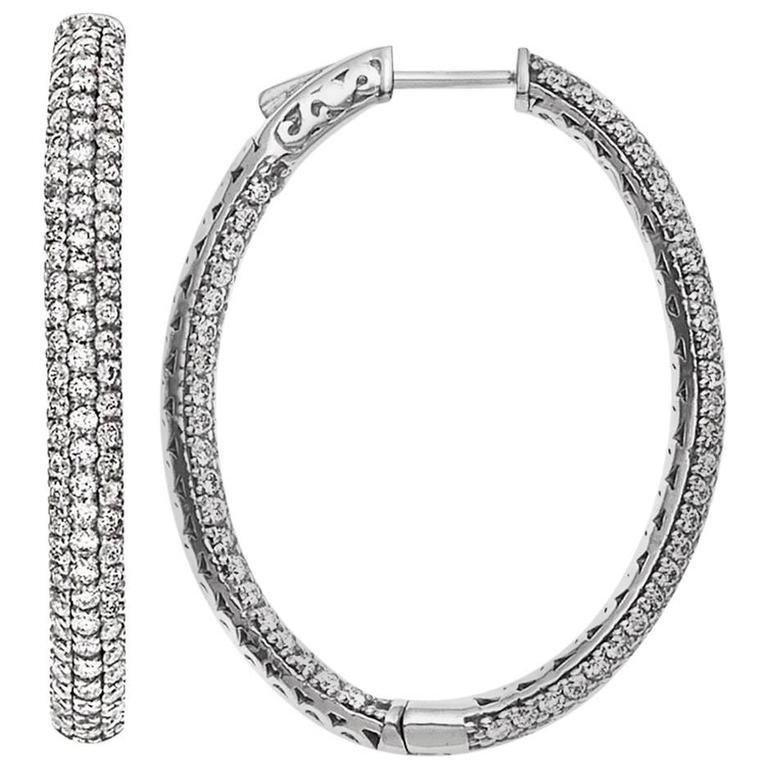 3 80 Carat Inside Out Micro Pave Diamond Hoop Earrings At 1stdibs 3 80 Carat Inside Out Micro Pave Diamond Hoop Earrings For