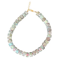 GRAND LABRADORITE NECKLACE with Pink Tourmaline & 14k Gold