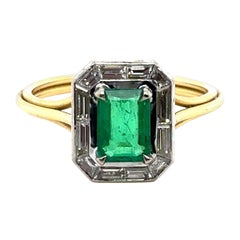 Jessica McCormack Emerald and Baguette Diamond Cluster 18 Karat Yellow Gold Ring