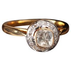 14k Yellow Gold Natural Pave Diamond Ring Unique Minimalist Anniversary Gift.