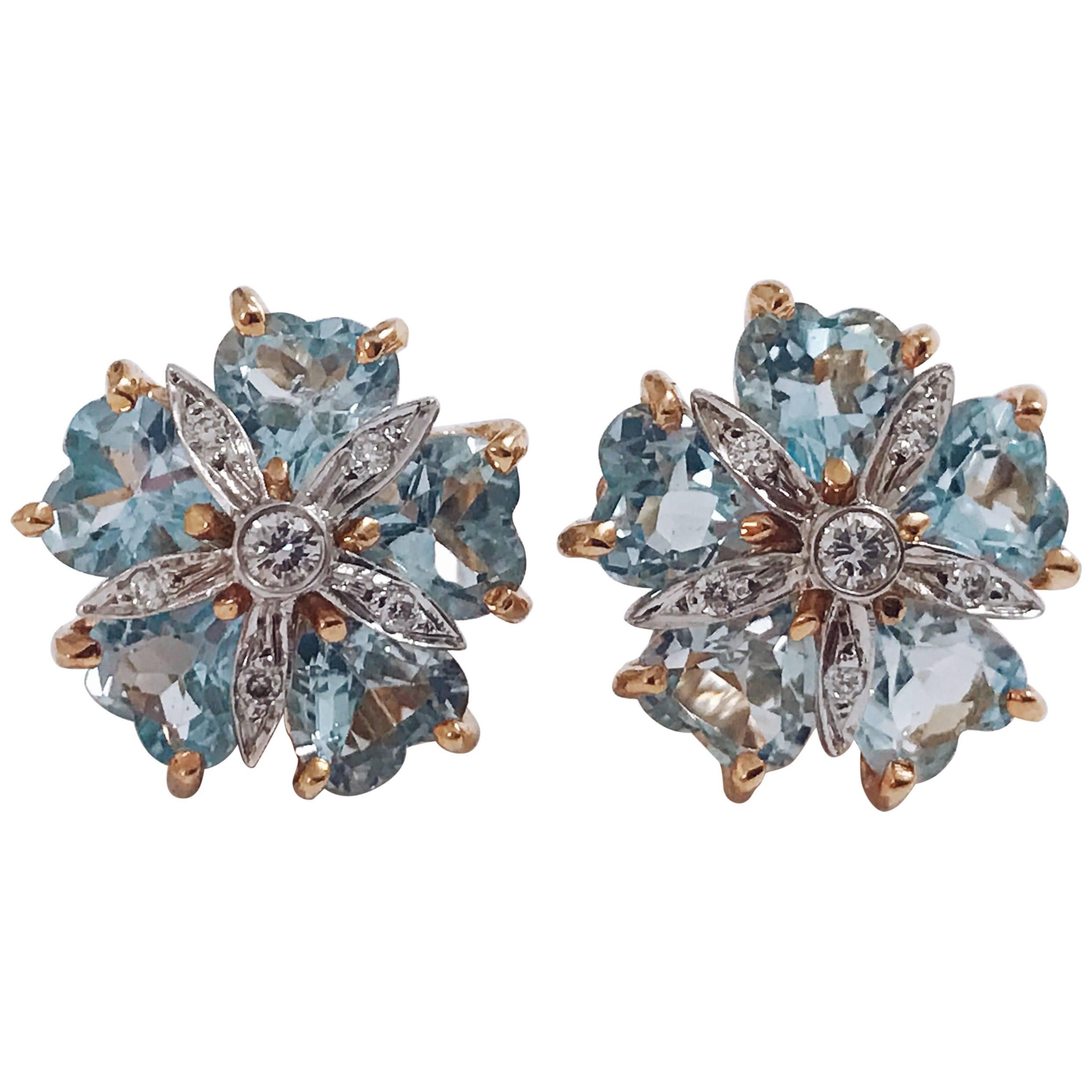 Blauer Topas Diamant Mini Sand Dollar-Ohrringe