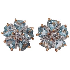 Blue Topaz Diamond Mini Sand Dollar Earrings