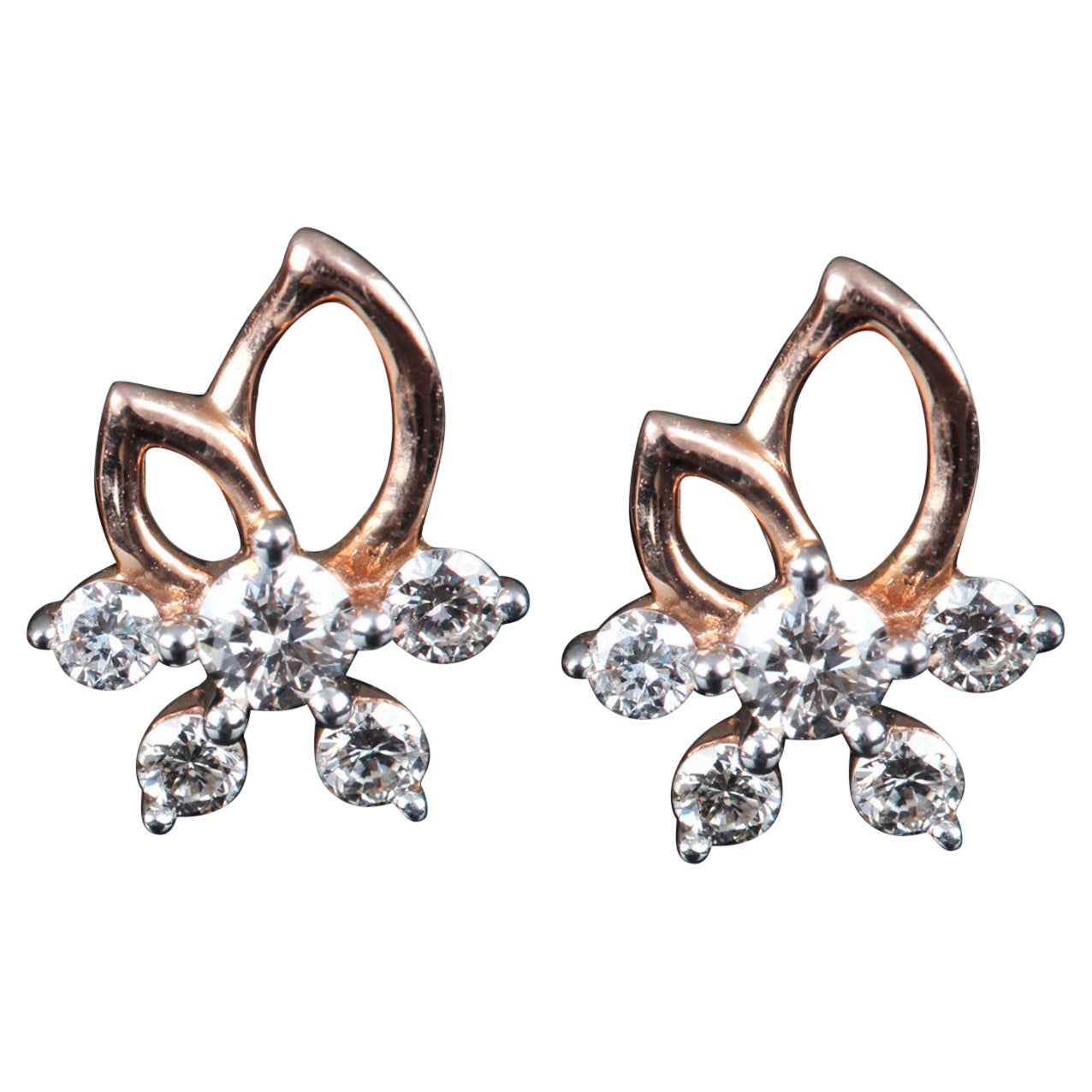 Boucles d'oreilles en or jaune 14k avec diamants naturels Cadeau de mariage pour femmes. en vente
