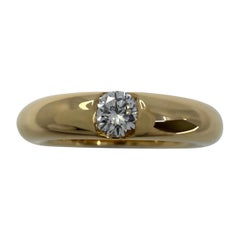 Vintage Cartier Round 0.25ct Diamond Ellipse 18k Yellow Gold Solitaire Band Ring