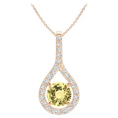 Ciondolo a goccia con zaffiro giallo fluttuante certificato GIA da 3,25 carati in oro rosa 14K