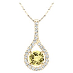 Ciondolo a goccia con zaffiro giallo fluttuante certificato GIA da 3,25 carati in oro giallo 14K