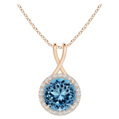 Natural GIA Certified 11.67 ct Sky Blue Topaz Pendant in 14K Rose Gold
