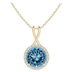 Natürlicher GIA-zertifizierter 11,67 Karat Himmelblauer Topas-Anhänger aus 14K Gelbgold