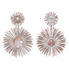 Pendientes colgantes celestes de diamantes naturales de 2,85 quilates y oro rosa de 18 quilates