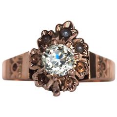 1890s Victorian GIA Certified .51 Carat Diamond Yellow Gold Engagement Ring 12