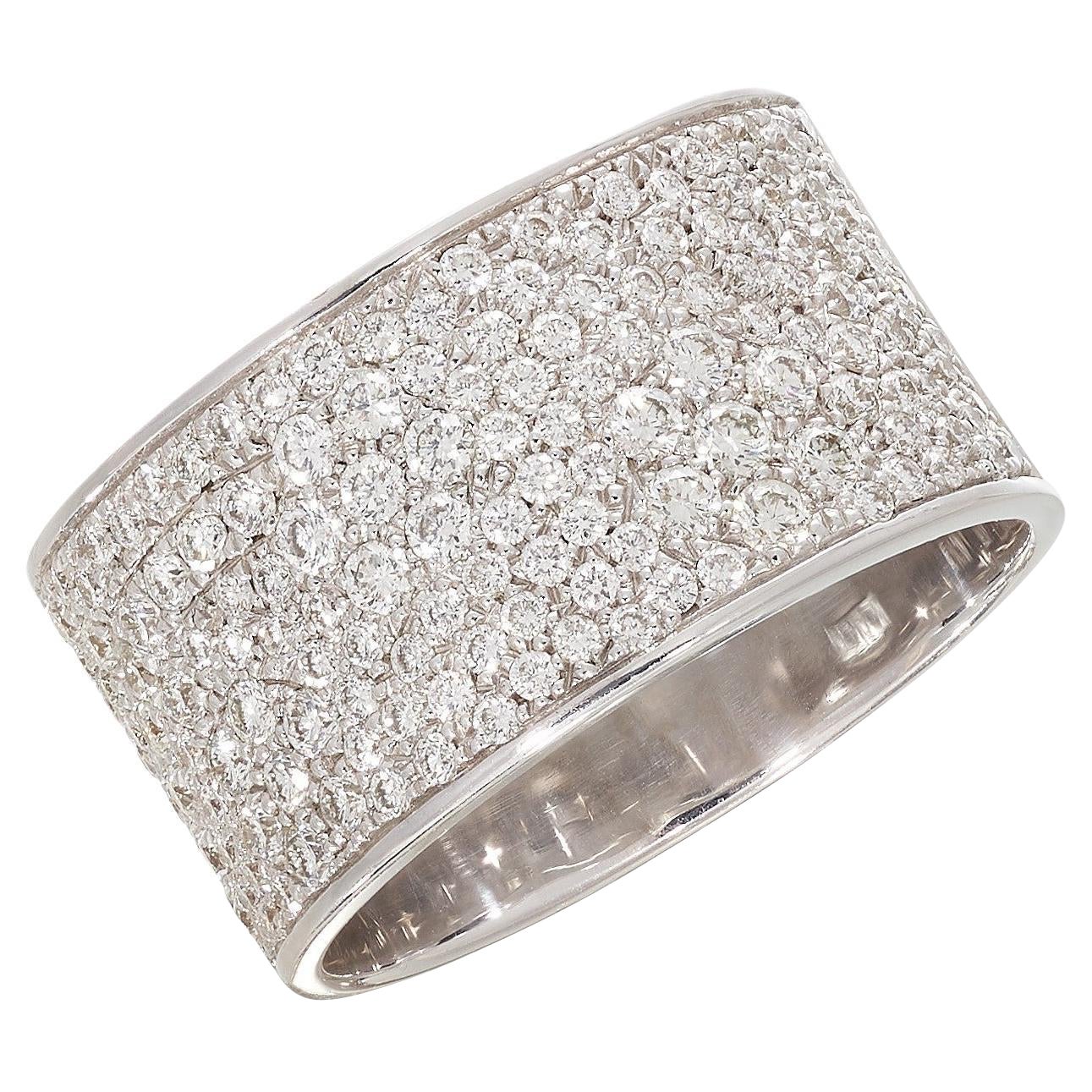 Anillo de Diamantes Contemporáneo en Oro Blanco en venta