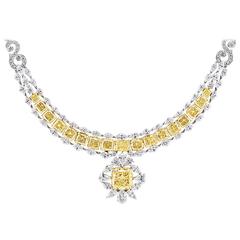 Exceptional 43.69 Carats GIA Certified Fancy Yellow Diamonds Necklace 3
