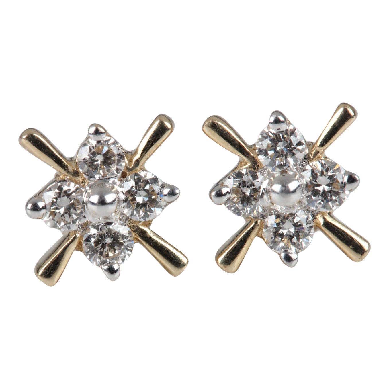 Superbe boucles d'oreilles en or jaune 14k avec diamant naturel Cadeau d'anniversaire magnifique