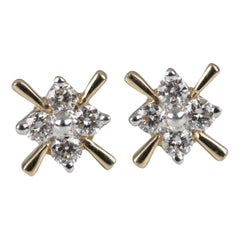 Stunning 14k Yellow Gold Stud Natural Diamond Earring Beautiful Anniversary Gift