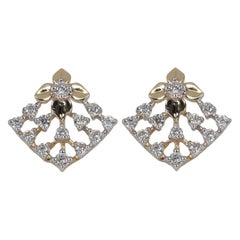 Boucle d'oreille en or jaune 14k avec diamant naturel Boucles d'oreilles magnifiques Cadeau pour les femmes.