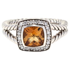 David Yurman Albion Ring, Sterling Silver, 1.62 ctw Citrine and Diamond