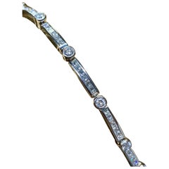 Bracciale Estate in oro bianco 18 carati con diamanti linea Princess Round 5.25ctw 7.25"
