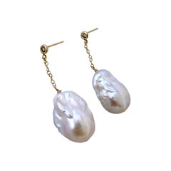 Marina J. Diamond Studded Earring with Baroque Pearl & Solid 14k Yellow Gold